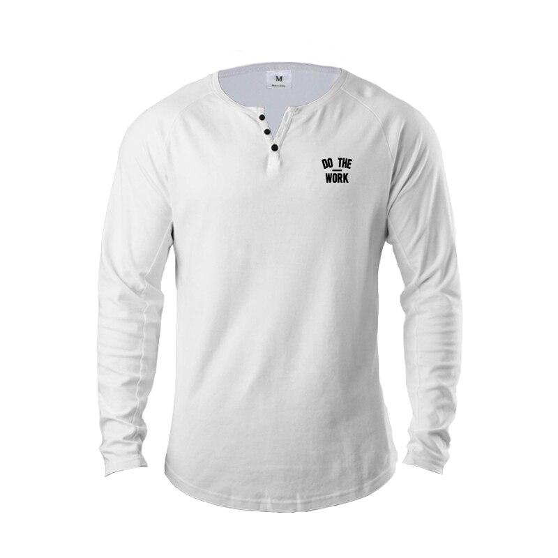 Pánská móda ležérní tričko Henry límec s dlouhým rukávem jednoduché fitness triko slim fit 4 barvy