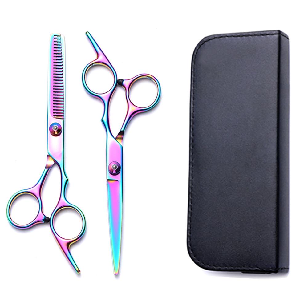 Hairdressing Scissors Set: Colored Straight-Tooth & Thinning Bangs Scissors for Professional Stylists