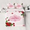 3-piece Down Duvet Cover Set with Rose Heart Pattern Print (1 Duvet Cover+2 Pillowcases, No Core) Valentine's Day Bedding Set