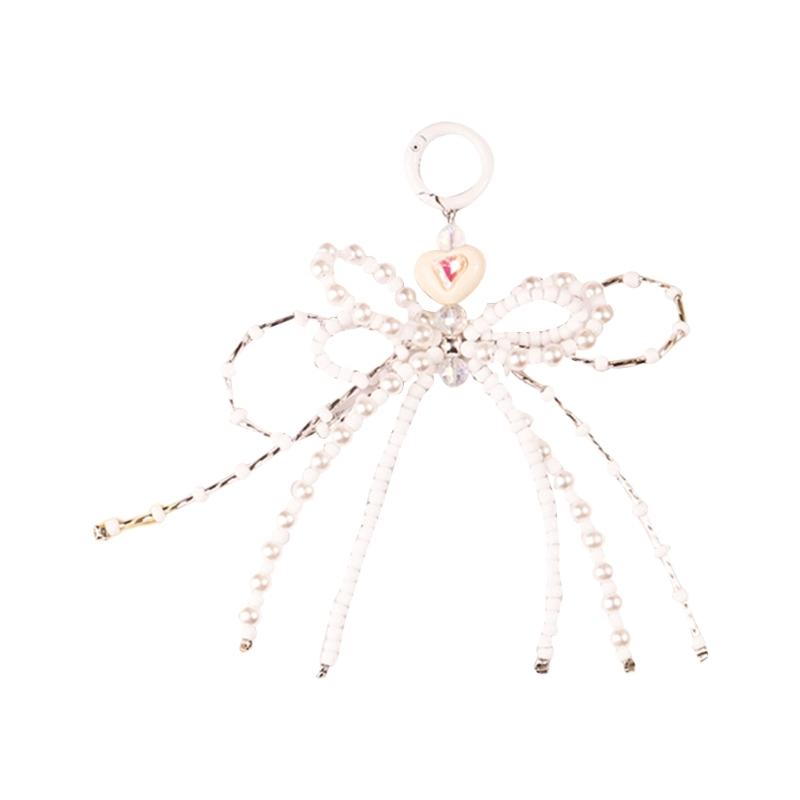 Eye catching Phone Chain with Distinctive Pearls Beaded Bowknot for Bag Backpack 1 белый