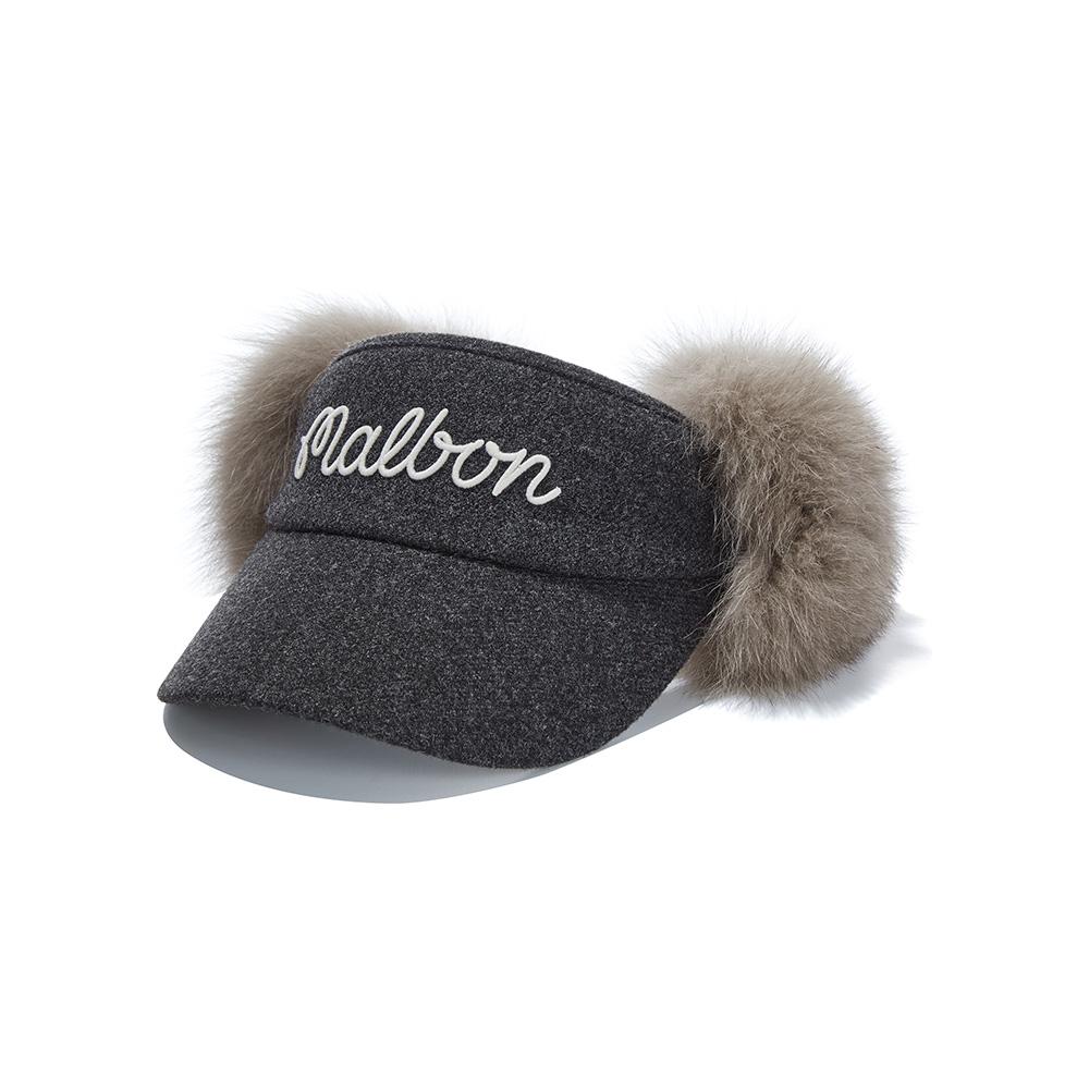 MALBON GOLF Detachable Fur Earmuff Visor Dark Melange Gray (Woman)