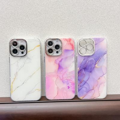 Electroplating Marble Pattern Suitable for IPhone 16 Mobile Phone Case Apple 15 Promax Creative High-end Feeling