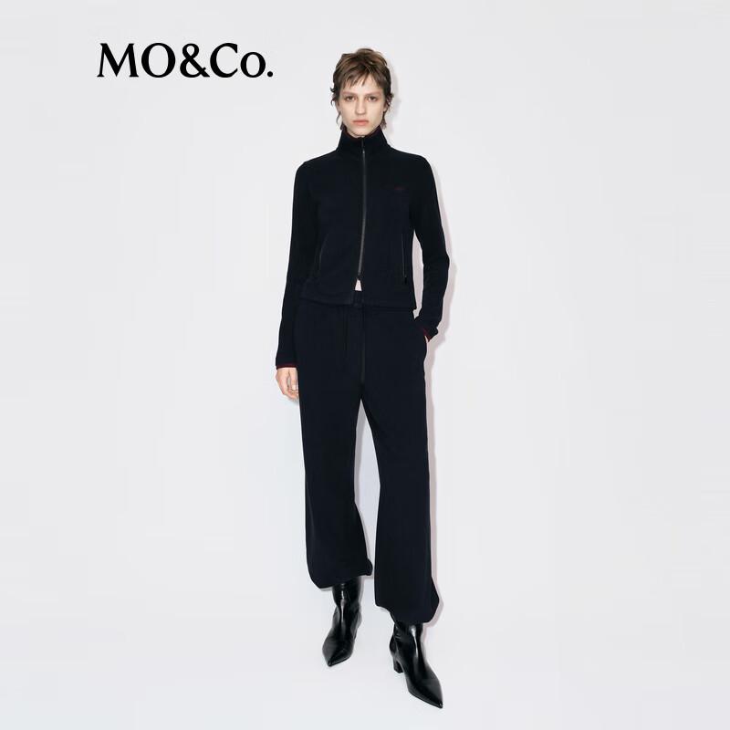 MO&Co. MBE4JKTT05B87 Women's Indigo Blue Stand Collar Jacket