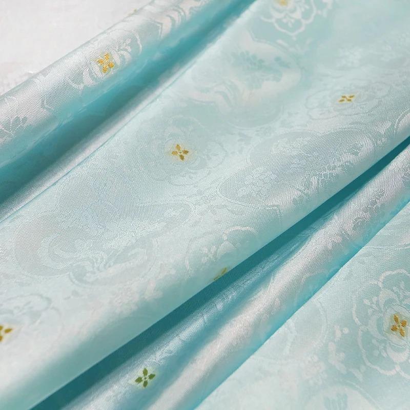 100x150cm High End Jacquard Fabric Small Golden Osmanthus Lotus Flower Brocade Fabric for Cheongsam Horse Face Skirt DIY Sewing