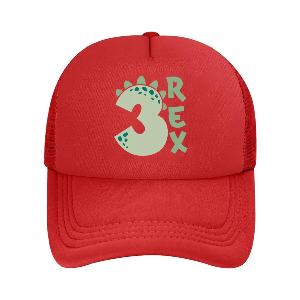 Dinosaur Rex Birthday Graphic Mesh Baseball Cap Hip Hop Adjustable