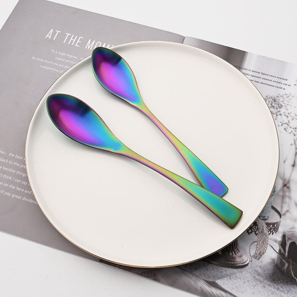 8Pcs Silver Matte Finish Teaspoon Dinnerware Set High Quality Western 18/10 Stainless Steel Silverware Coffee Spoon Cutlery Kitchen Set