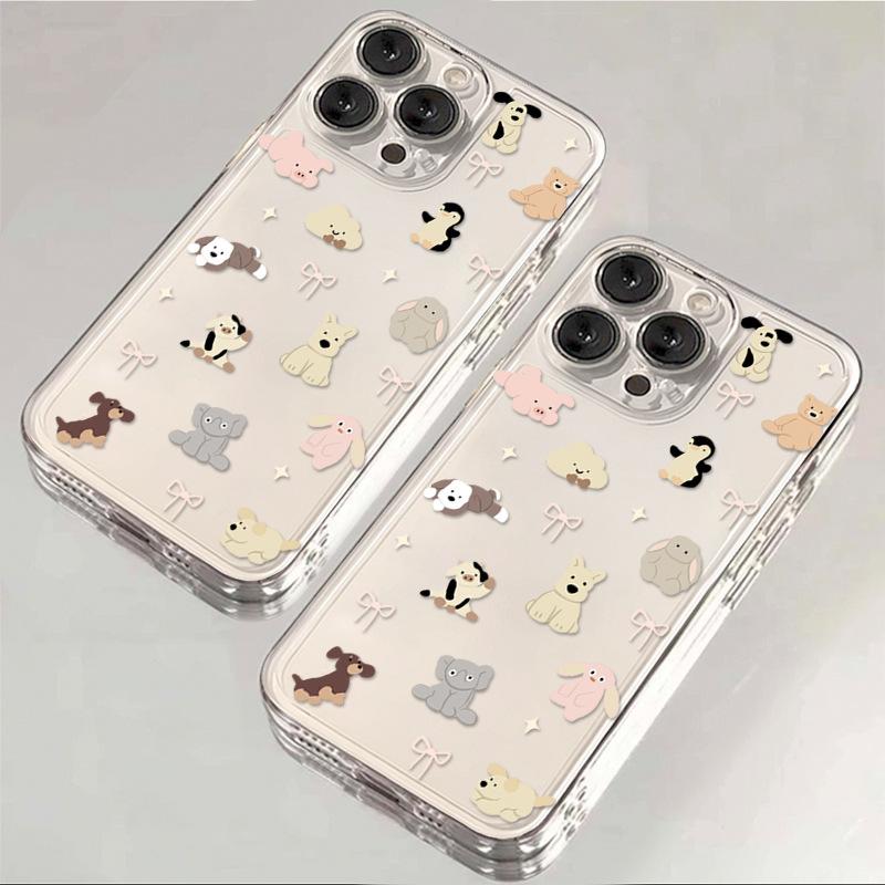 Cute Animal Graphic Phone Case For iPhone 17 16 15 11 12 14 13 Pro Max Mini X XS XR 7 Plus 16E Air Shockproof Soft Cover Fundas