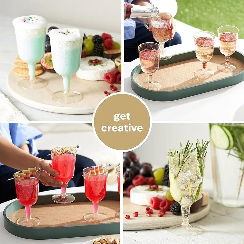 25 PCS Plastic Clear Champagne Cups Beer Cups Wine Goblets Reusable Juice Drink Cups for Bar Party Wedding Camping