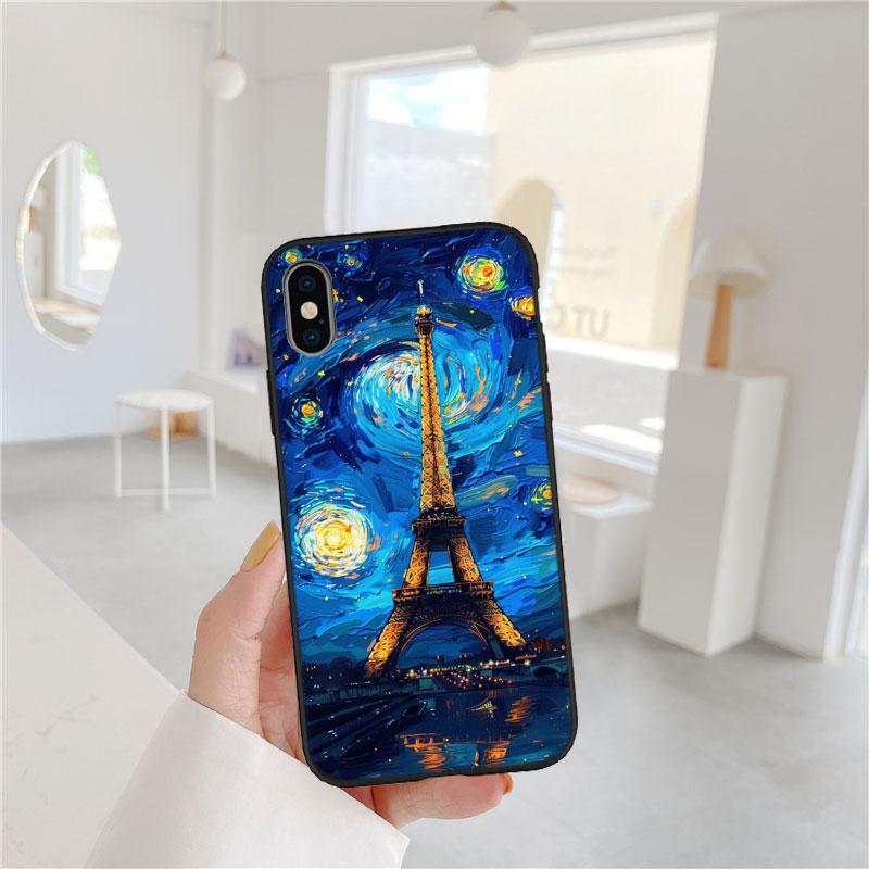 BF87 Paris Eiffel Tower Soft Shell Phone Case for iPhone 16 15 14 13 12 Pro Max Plus Mini