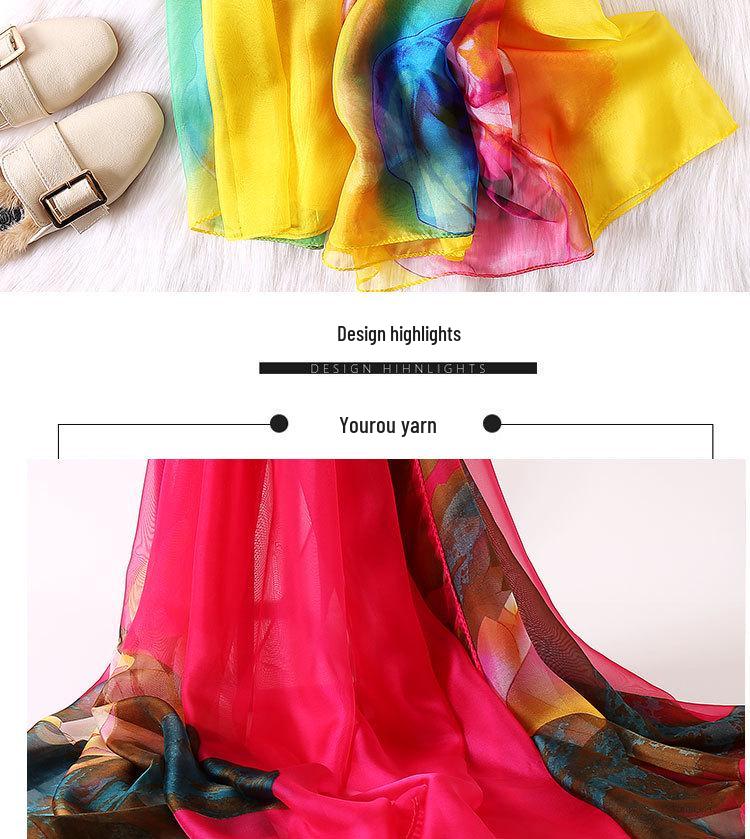 Extra Large Korean Style Chiffon Scarf - Versatile Beach Towel and Sun Protection Shawl for Women