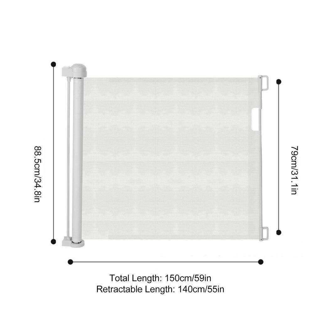 Retractable Baby Gate for Stairs, Extendable Safety Gate with Dual Lock System, Pet Gates for Doorways, Hardware