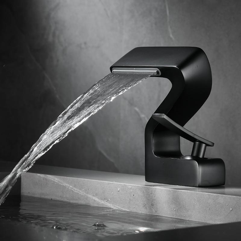 Bathroom Basin Faucets Gold Waterfall Hot and Cold Mixer Taps Black Brass Toilet Sink Water Crane New Style