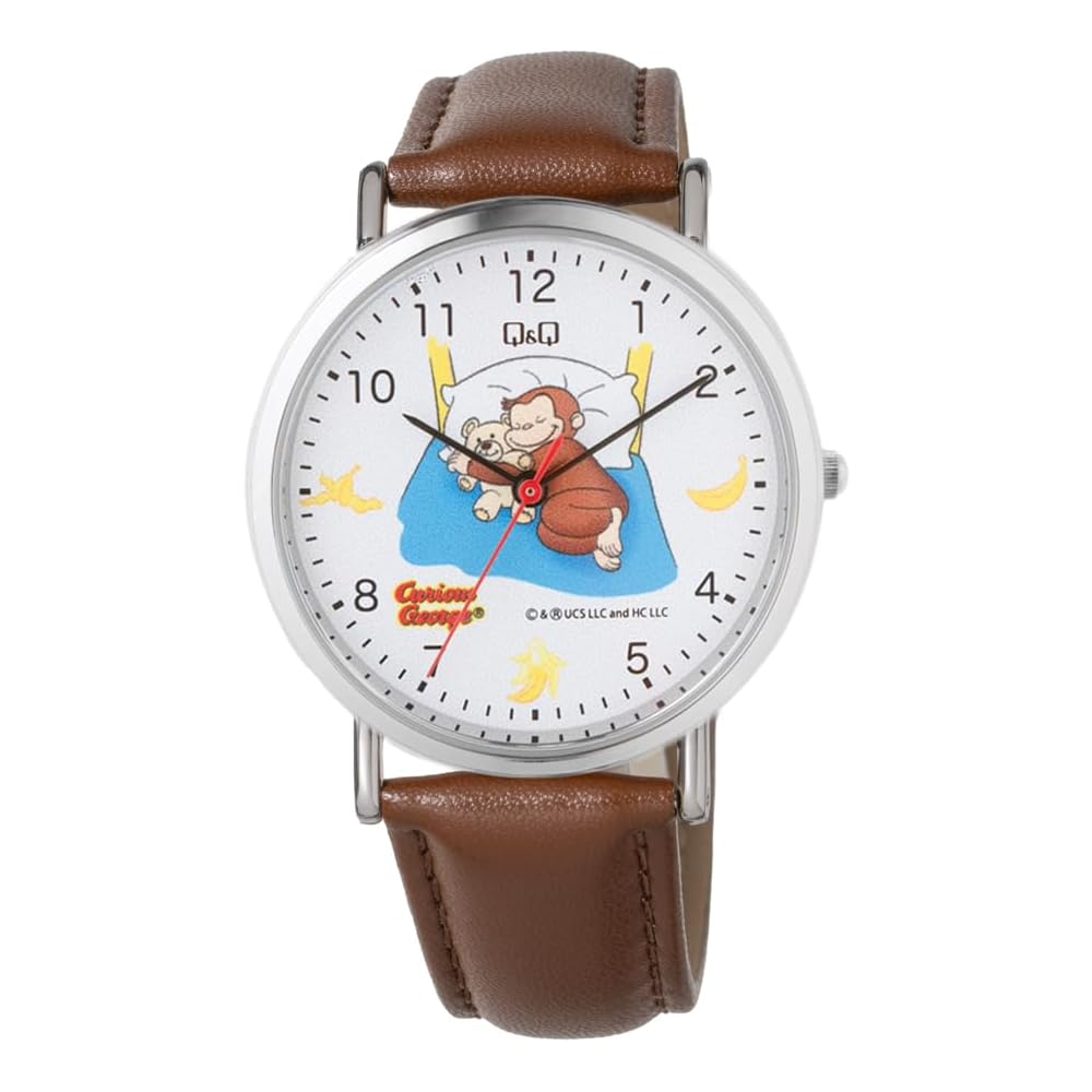 Citizen Q&Q Analog Waterproof Watch Leather Strap George the Monkey Unisex White
