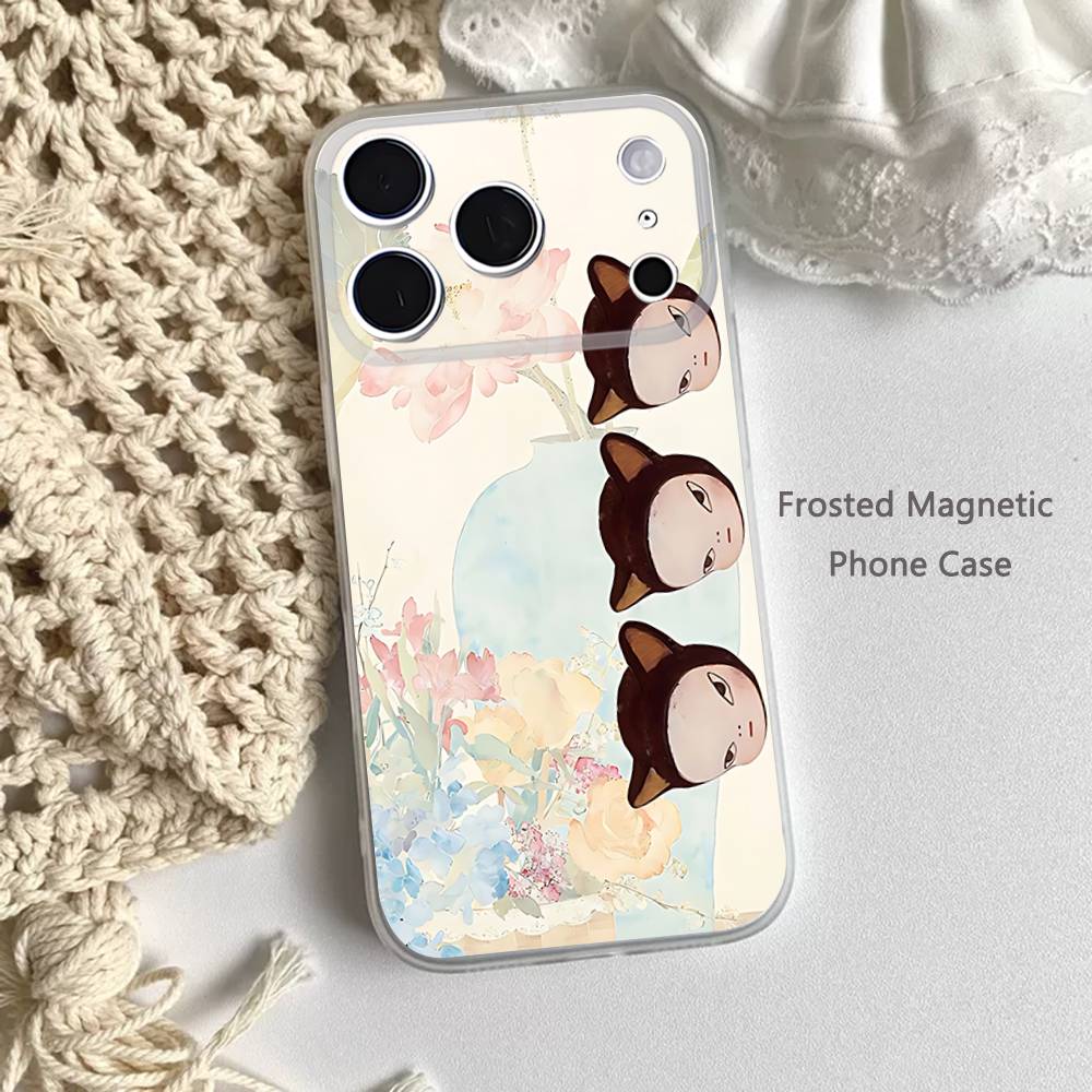 Paintings Art Yoshitomo Nara Frosted Clear Magnetic Case for iPhone 17,16,15,14,13,12,11 Pro,Max,Plus,Mini,Air,E
