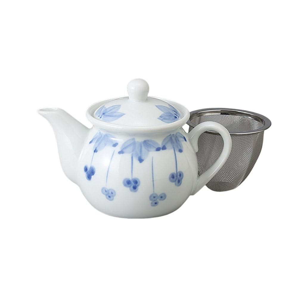 Ale-net Teapot, 10.5 X 11 Cm, 350cc, Weeping Flower Blue and White Design, Porcelain, Stylish