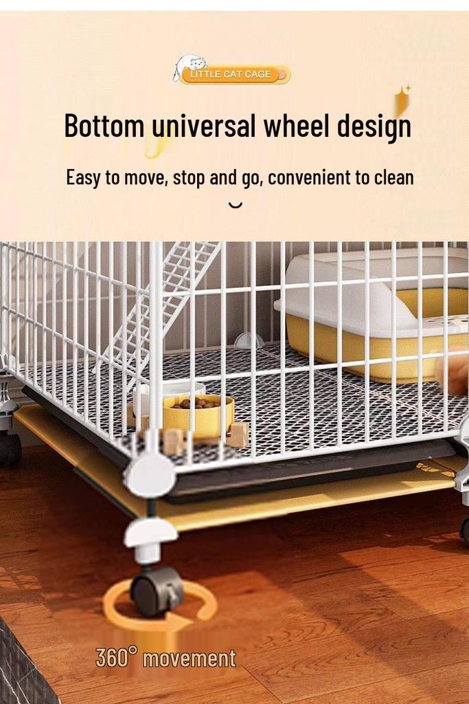 Indoor Cat Villa: Spacious Cage with Integrated Toilet and Bed