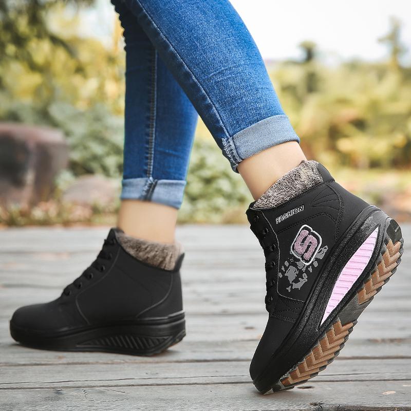 Зимние бархатные теплые высокие женские хлопковые туфли-качалки зимние ботинки спортивная — фото 5