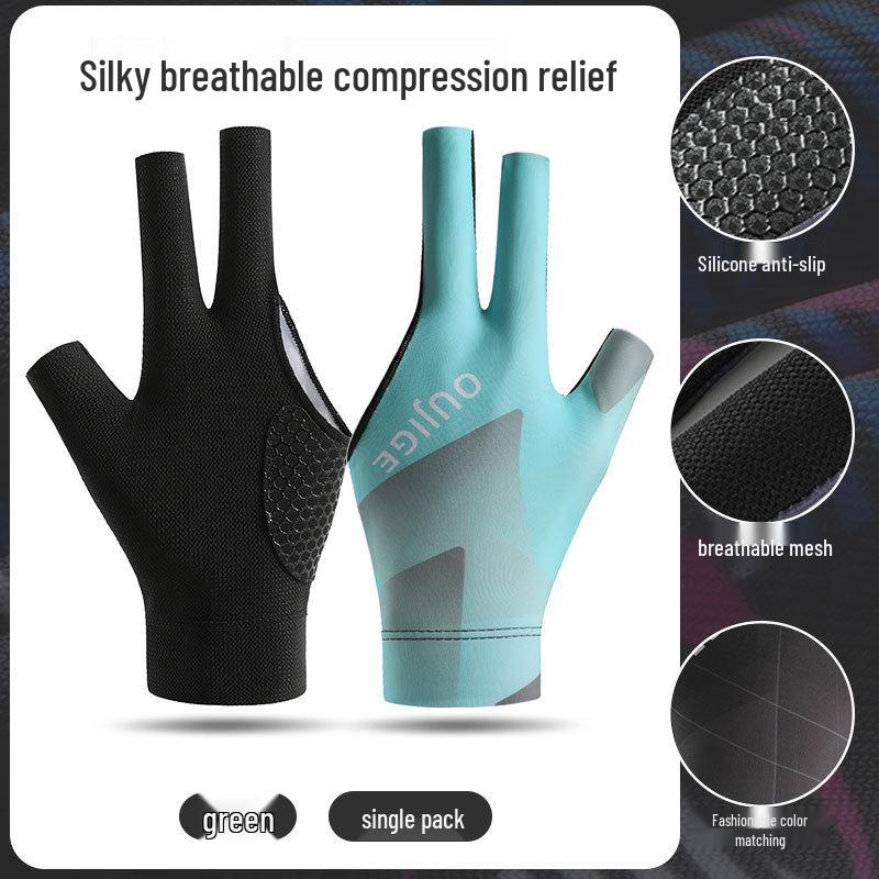 Breathable Non-Slip 3-Finger Billiard Glove - Wear-Resistant, Single Pack