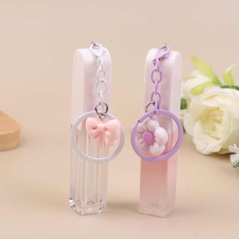 Lippengloss-Flasche mit Schlüsselanhänger, Farbverlauf, Leere Lippenstift-Gloss-Hülse, Nachfüllbarer Flüssigkeitsbehälter, Flasche, Lippenstift-Probenflasche