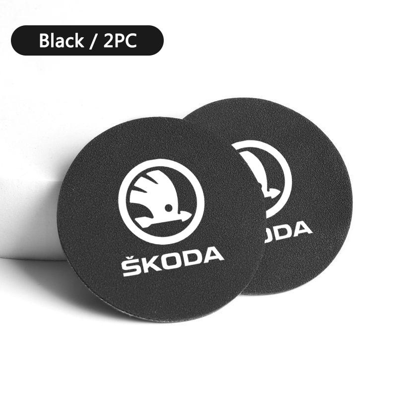JKFB8 2Pcs Car Auto Cup Holder Anti Slip Coasters Pad Interior Accessories For Skoda Octavia Fabia Superb Yeti Enyaq Rapid Kamiq Karoq