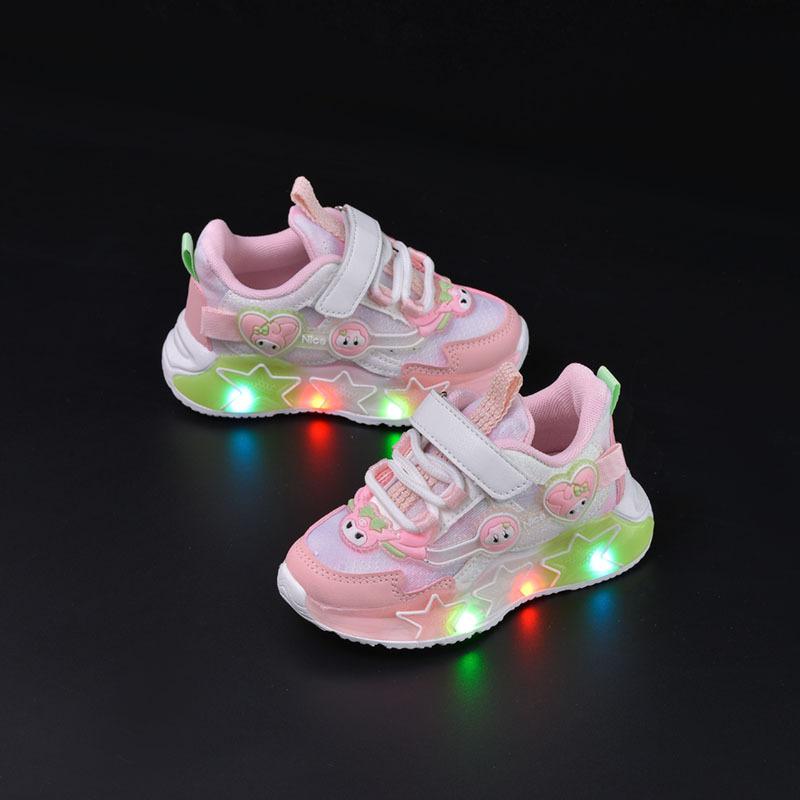 Girls with Light Sneakers Spring Children Hair Bright Light Cartoon Princess Shoes
