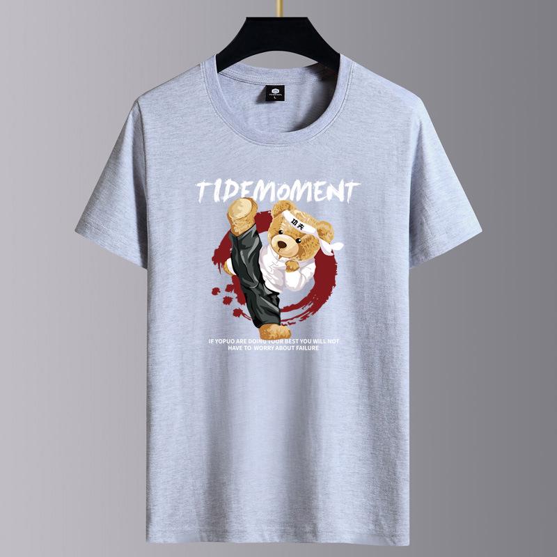 Herr Bomulls Kortärmad Sommar T-shirt, Lös Passform Trendig Topp