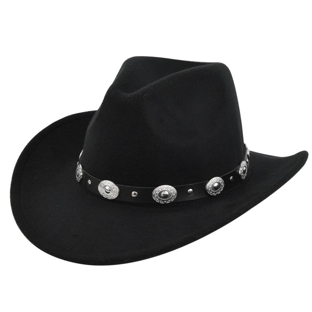 54-56-58 cm Unisex Western Cowboy Hat Vintage Roll Brim Felt Hat Suitable for, Western Cowboy Party, Bar Cowboy