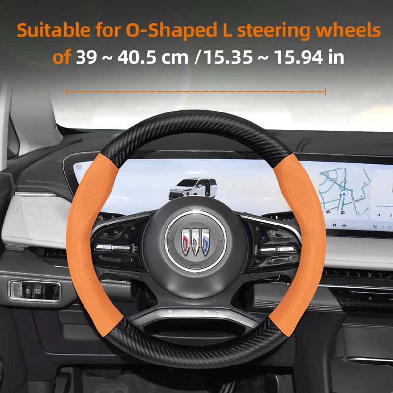 Suitable for Buick Perforated Leather Matte Carbon Fiber Texture Steering Wheel Cover Encore GX Envista Envision Enclave Black