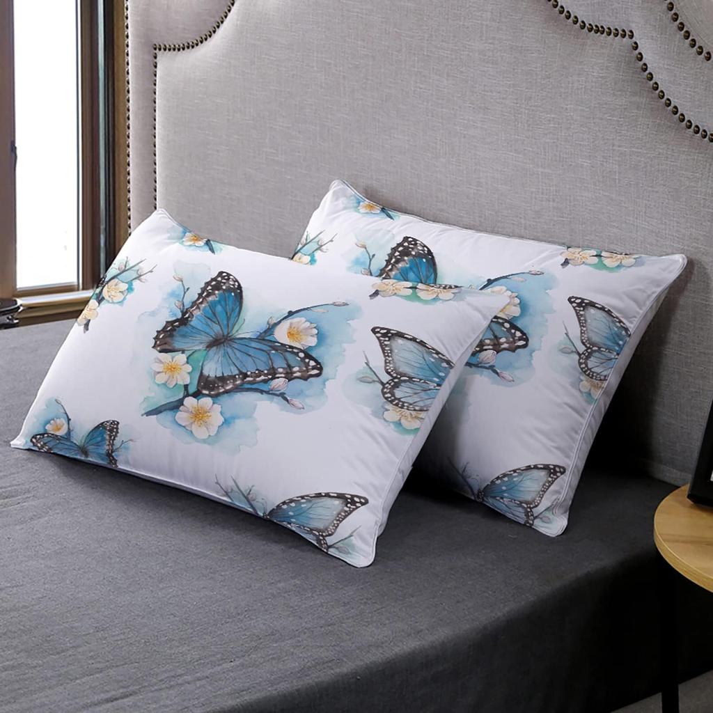 King Size Butterfly Bedding Set Blue Purple Butterflies Printed Comforter Cover For Girls Kids Teens - Complete Bedding Set