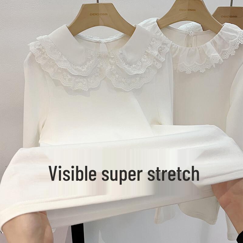 Girls' Korean Style Ruffle Collar Long Sleeve Top