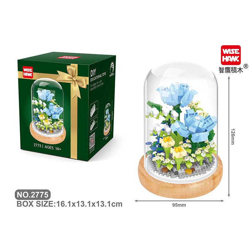 Flower Micro Building Blocks Lily Rose Tulips Bouquet Immortal Daisy Sunflower Mini Brick Figure Toy For Home Decor With Display