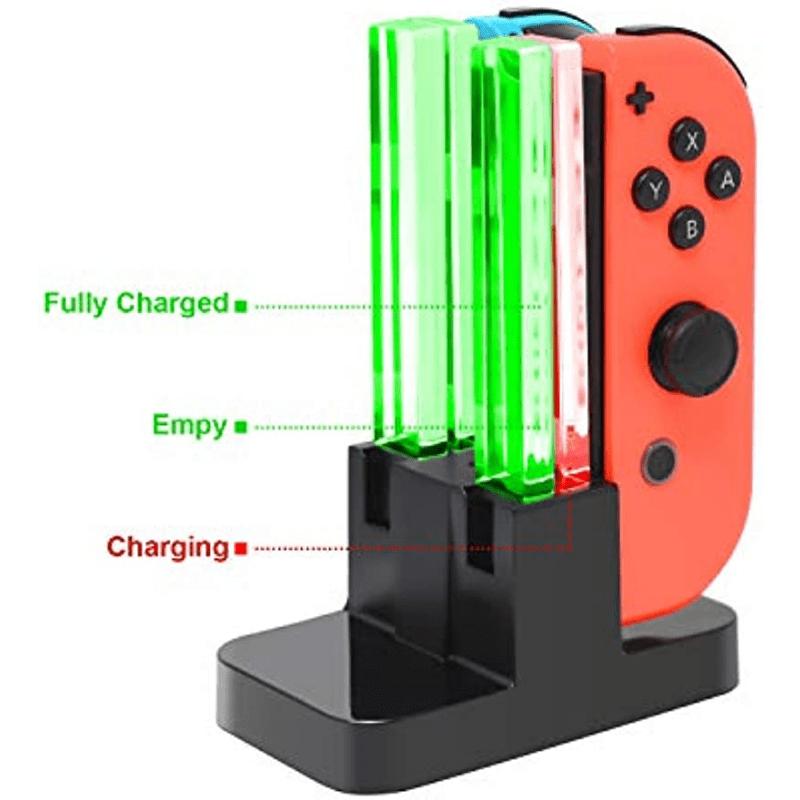 Ladestation kompatibel mit Nintendo Switch für Joy Con und OLED-Modell-Controller mit Laternenpfahl-LED-Anzeige