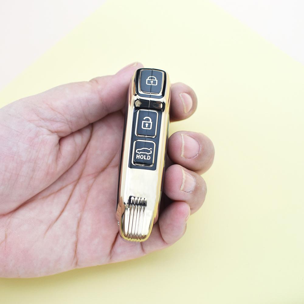 Módní Zlatý Okraj Auto Shell Fob Držák Taška Pro KIA 2018 2019 Sorento Ceed CD Cerato Sportage R GT Stinger GT Forte TPU Kryt Pouzdra na Klíč od Auta