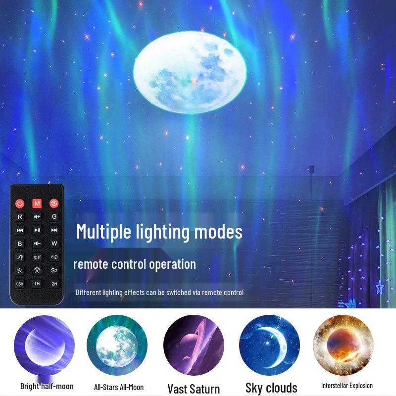Aurora Bluetooth Colorful Star Projector Night Light - Romantic Bedside Atmosphere Gift