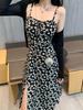 [Four-sided floral dress] Suspender floral dress women's summer French thin small printed bottoming skirt