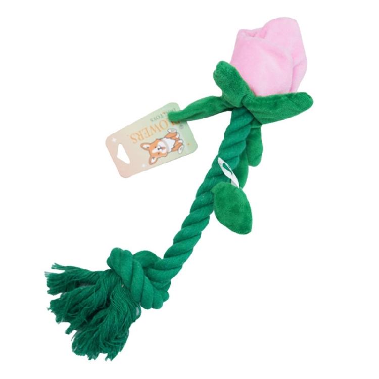 

Interactive Plush Dog Toy Rose Shape Doll For Aggressive Chewers Plush Rose For Training And Play рожевий