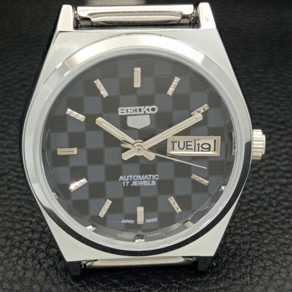 REFURBISHED SEIKO 5 AUTOMATIC MENS WATCH JAPAN MADE BLACK DIAL CUSTOM a440044-2 QV90-a440044