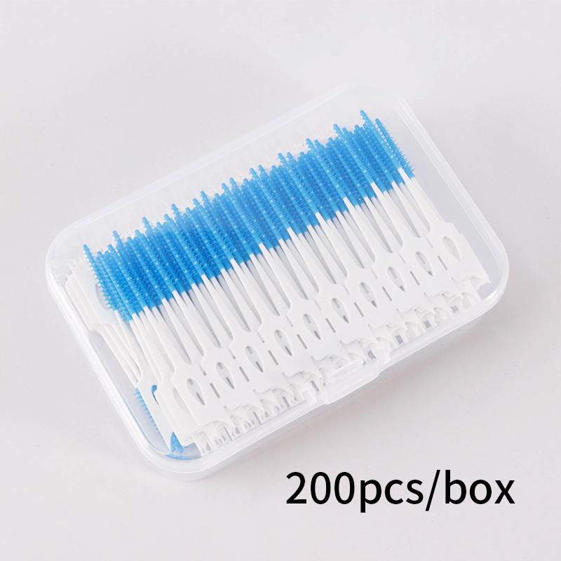 200Pcs Silicone Interdental Brushes Dental Toothpicks With Thread Oral Cleaning Tools For Teeth