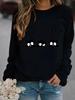 Women Winter Long Sleeved Casual Round Neck Black Cats Printed Loose Sweatshirt Tops & Blouses Plus Size T-shirts