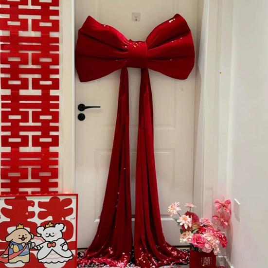 Large Velvet Bow Tie Pendant Tree Topper Wreath Christmas Bows Pillar Wedding Holiday Stair Railing Porch