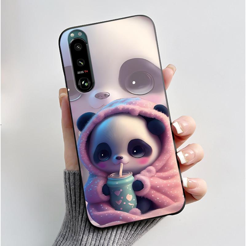 

Phone Case For Sony Xperia 5 III Viral Jelly Shockproof Cover For Sony Xperia 5 IV (PDX 224) Milk Tea Rabbit Simple Black Case Sony Xperia 5 IV
