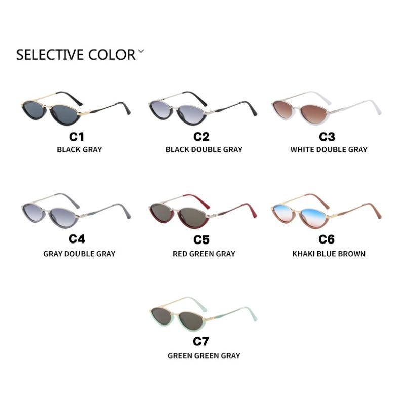 Small Frame Metal Cat Eye Sunglasses Personalized Elliptical Sunglasses Retro Travel Sunscreen Sunglasses