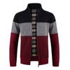 Autumn and Winter Men's Casual Cardigan Sweater Jacket, Men's Color Matching Knitted Sweater