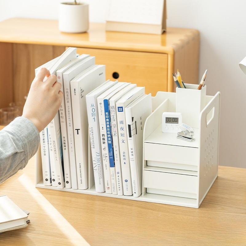 Drawer Book Stand Storage Rack, Student Bookshelf Desktop Storage Panel Storage Box