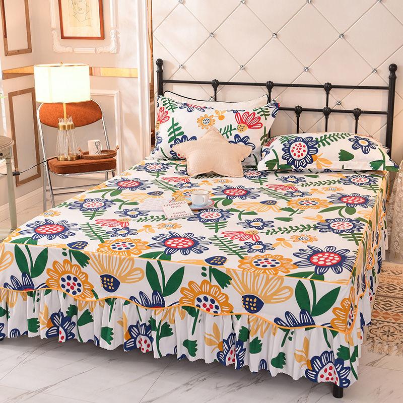

Нескользящий цельный подзор для кровати Корейская версия защитного чехла для кровати Home Floral HOTEL 14 стилей Винтажный стильный дизайн 120x200cm