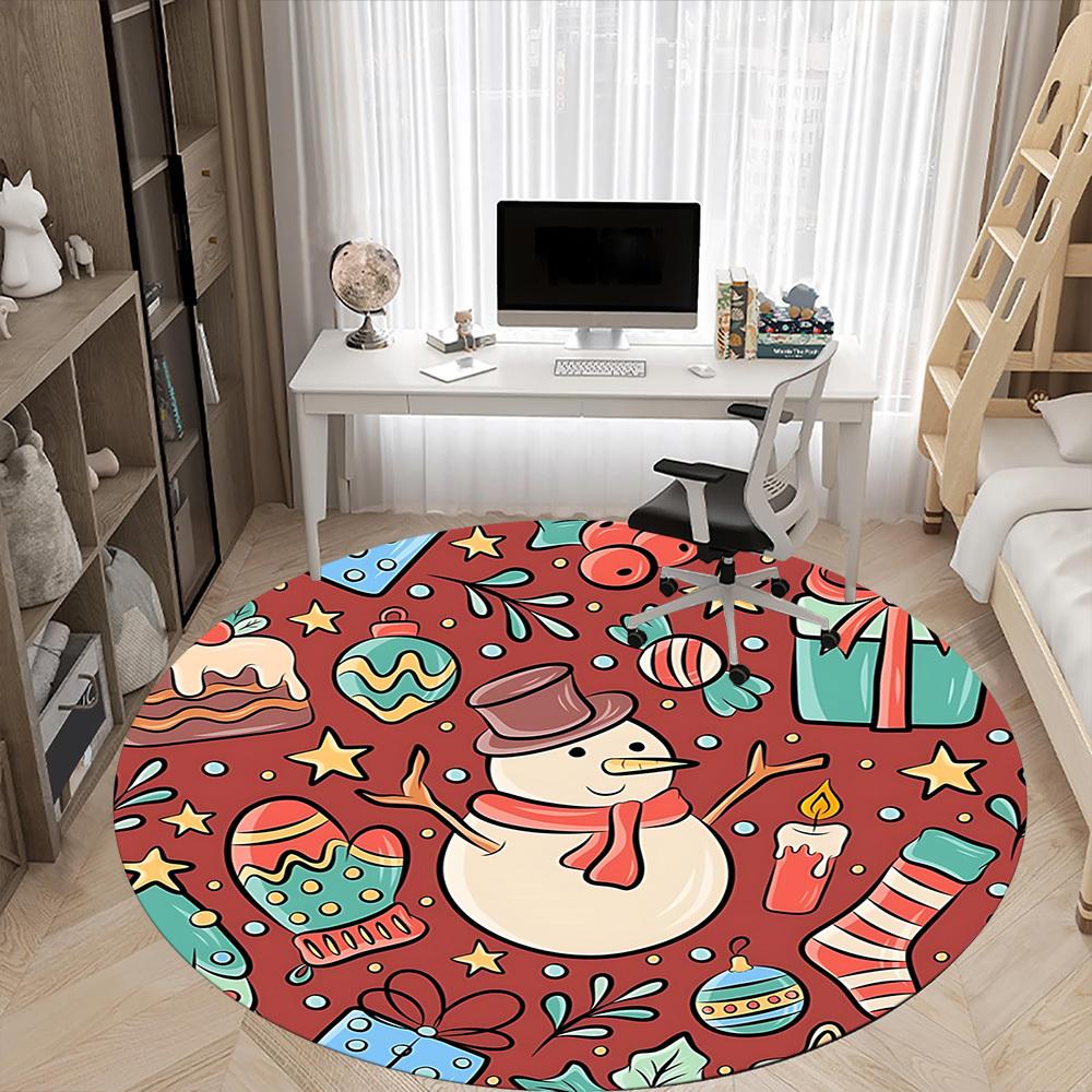 1pc Christmas Ornaments Carpet for Office Non-Slip, Round Carpet, Soft & Comfortable, Carpet for Office, Lightweight Round Floor Mat