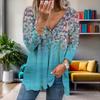 2023 Women's Floral V-neck Zipper Long Sleeve Top