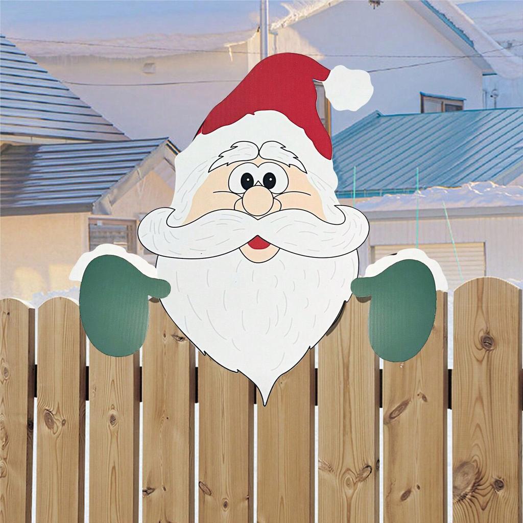 1pc-Christmas Fence Ornaments Santa Clause Peeker Yard Ornaments Indoor Outdoor Ground Placard DIY Festival Gift