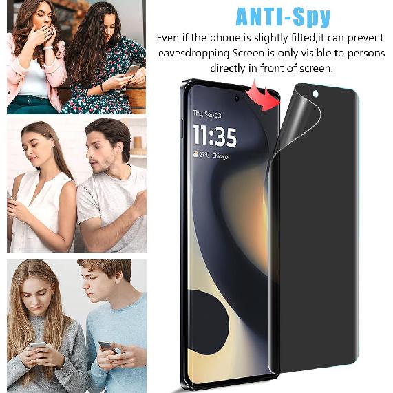 2Pack for Motorola Edge 2024 Privacy Tempered Glass Screen Protector, Ultra HD Tempered Glass Film, Anti-Spy, 9H Hardness, Anti-Scratch, Bubble Free,