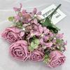 1Pc Artificial Flower 7-Pronged Lily Curling Rose Combination Flower Arrangement